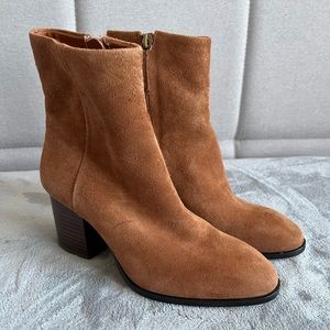 J. Crew Brown Suede Leather Stacked Heel Maya Ankle Boots Womens Size 5